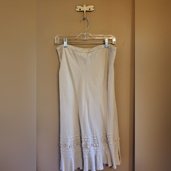 Izod. Linen blend skirt with ruffle. Natural colour. S. - Picture 2 of 8